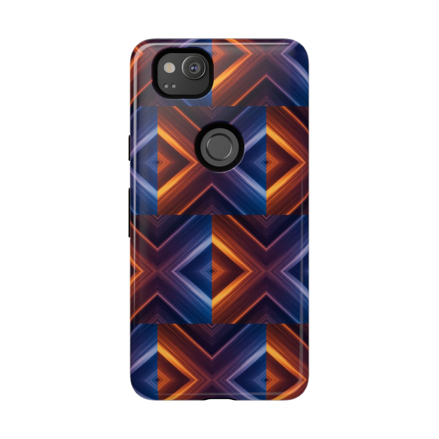 Stylish Tough Phone Case With Blue & Orange Abstract Design
