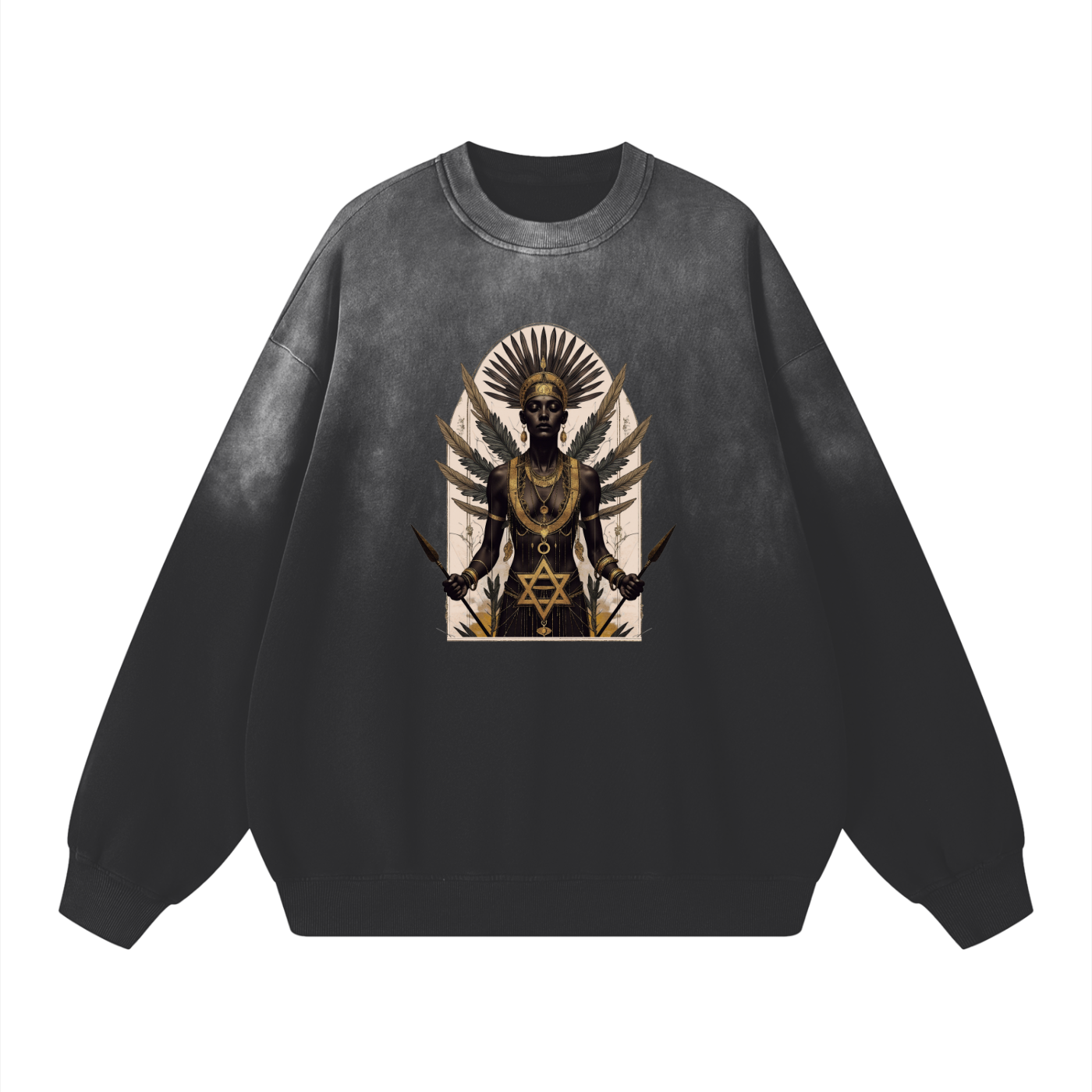 Amaru Khan Stars Handcrafted Vintage Wash Drop-Shoulder Sweatshirt