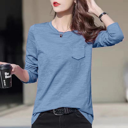 Slub Cotton Long Sleeve Tee - Soft Breathable Relaxed Fit Shirt