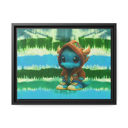 Baby Dragon Jam Aqua Matte Canvas with Black Frame