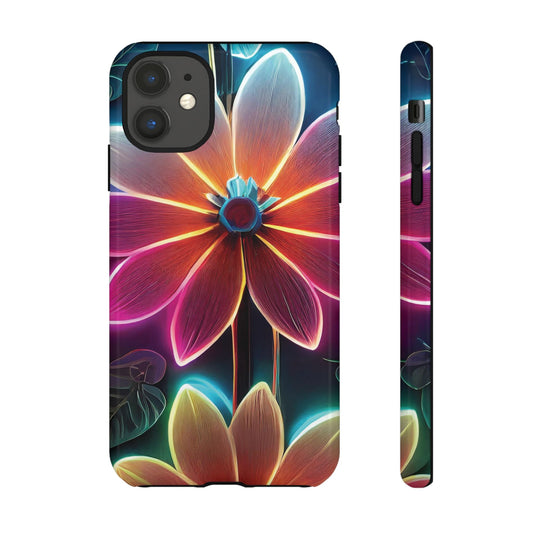 Vibrant Neon Flowers Tough Phone Case