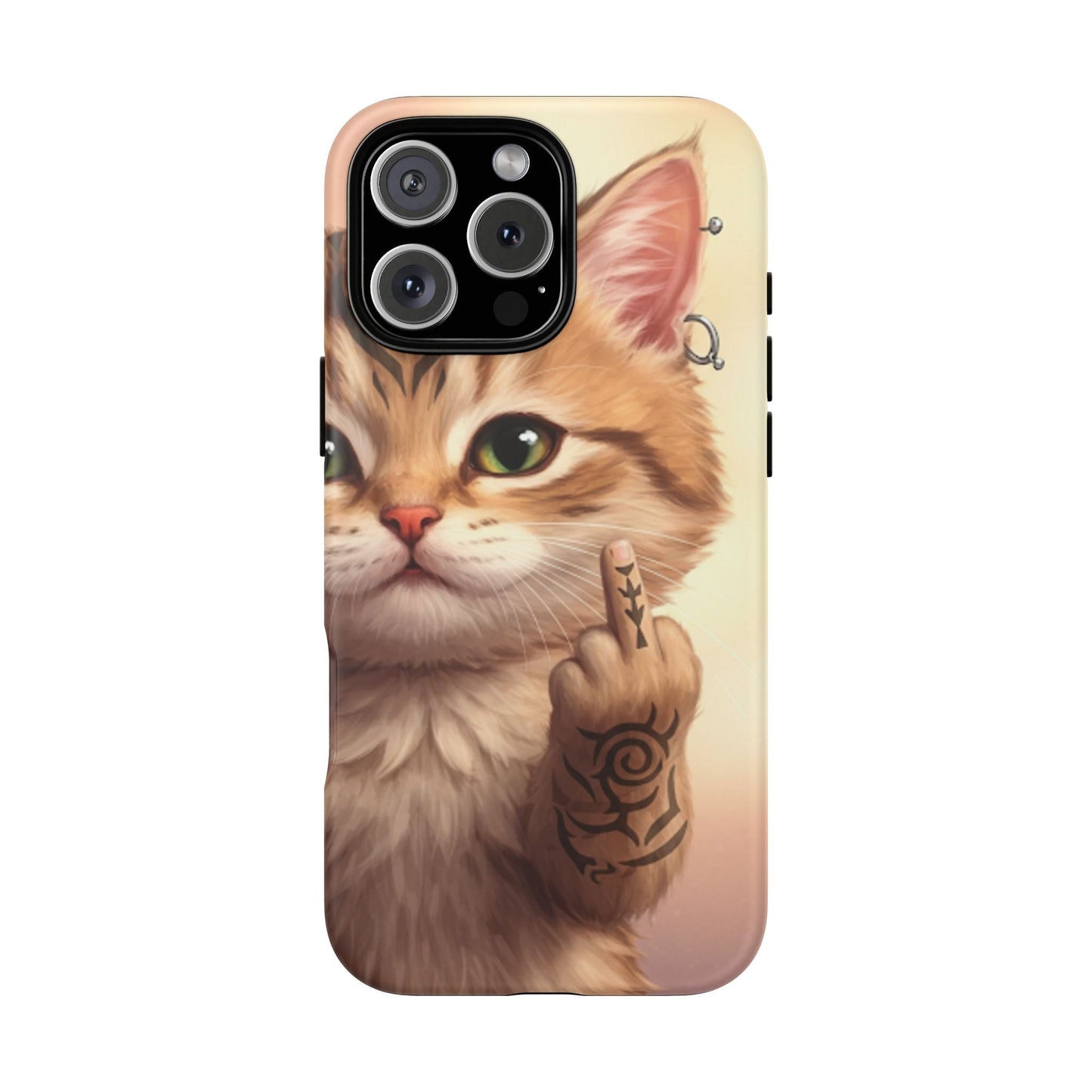 Evil Kitty Giving the Bird Tough Phone Case