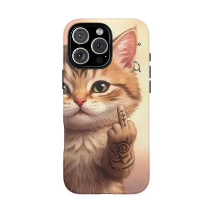 Evil Kitty Giving the Bird Tough Phone Case