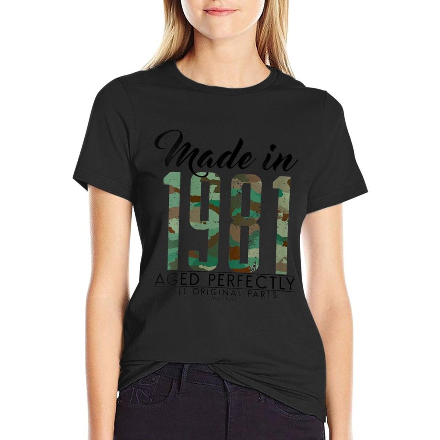 Womens 40th Birthday Camou Made in 1981 40 Years Old Soldier  Quick-drying T-Shirt