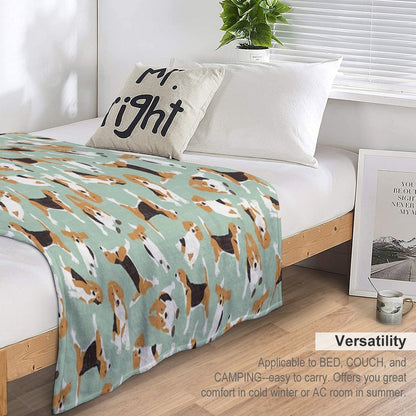 Beagle Scatter Mint Throw Blanket