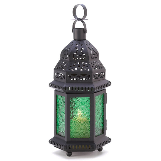 GREEN GLASS MOROCCAN LANTERN
