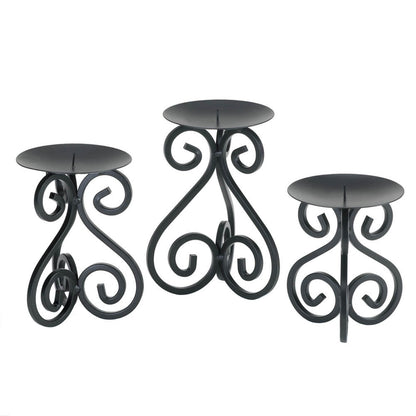 SCROLLWORK CANDLE STAND TRIO