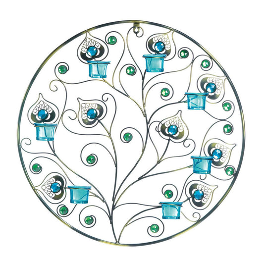 PEACOCK PLUMES CIRCULAR WALL SCONCE