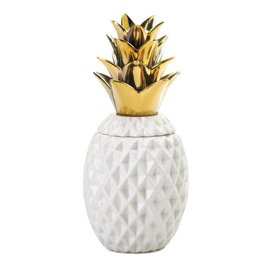 13 Inch Gold Topped Pineapple Jar