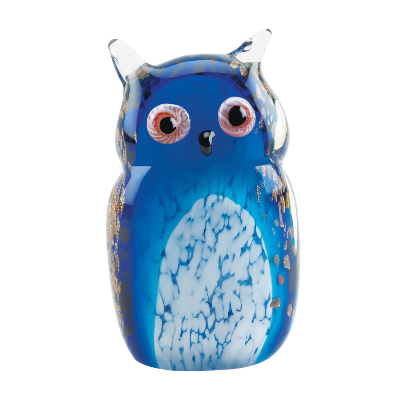 Blue Owl Art Glass Statue