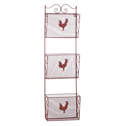 RED ROOSTER TRIPLE BASKET ORGANIZER