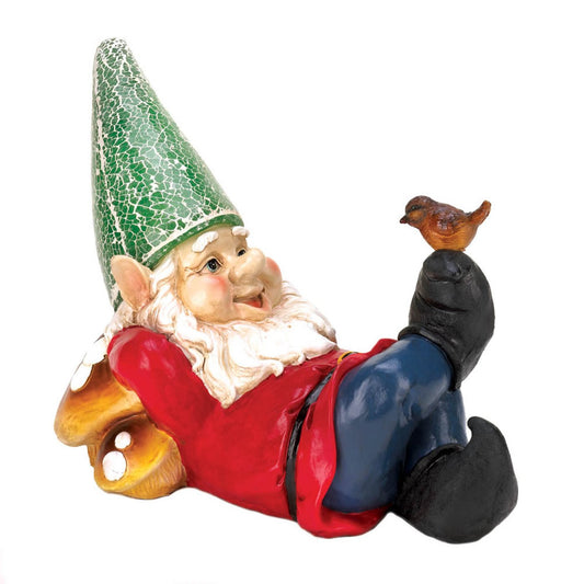 LAZY GNOME SOLAR STATUE