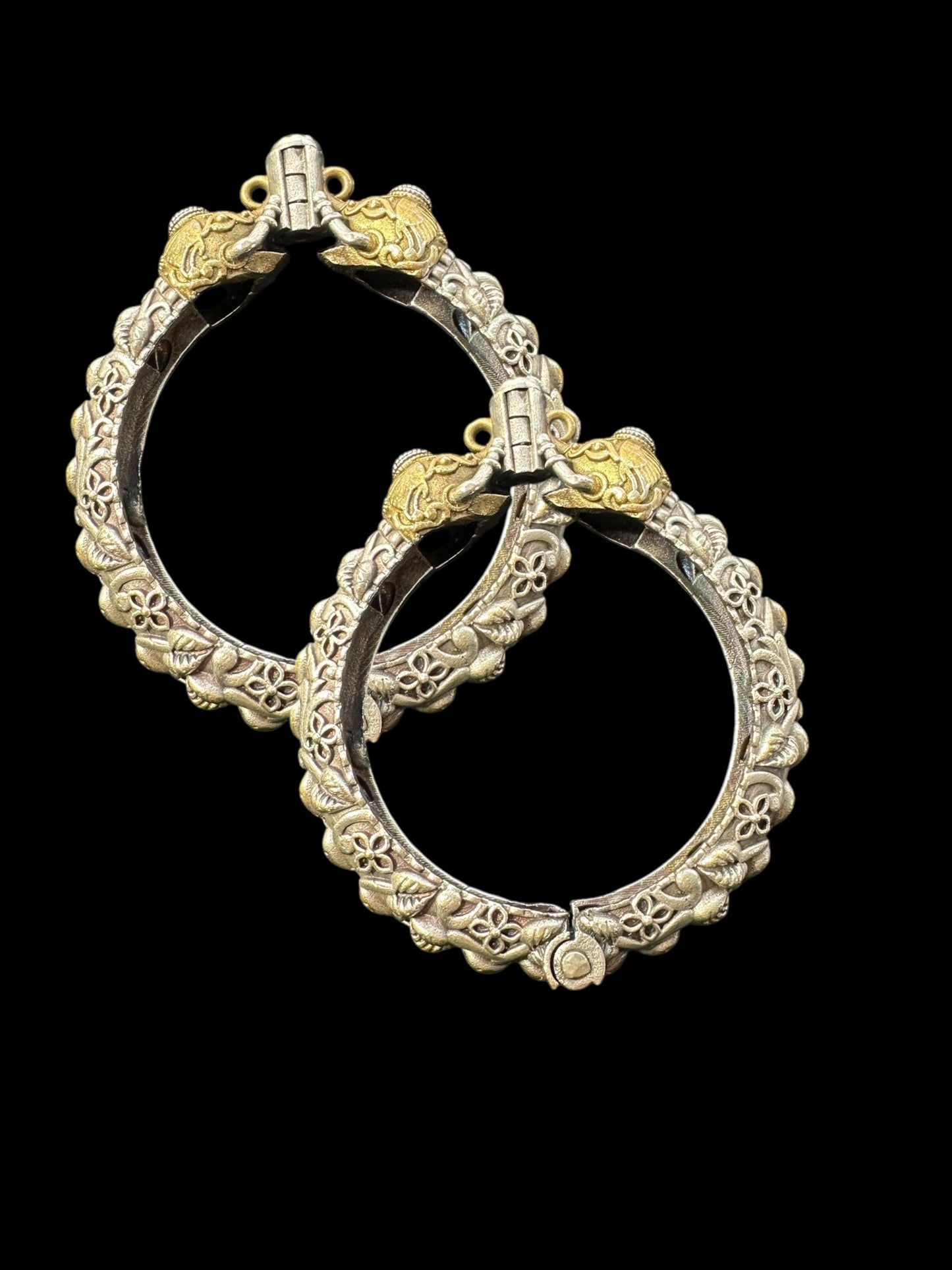 B398 Dual tone bangles - silver plated ( READY TO SHIP )
