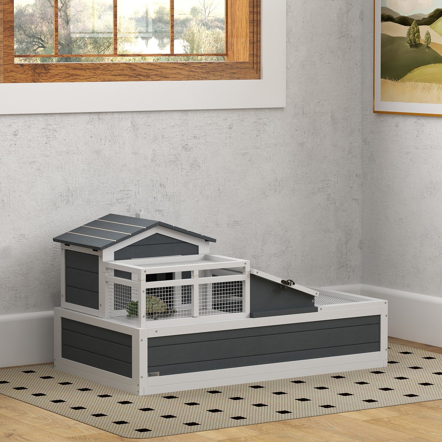 Two-Story Wooden Tortoise Table & Habitat (Three-Room Villa)