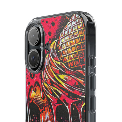 Neon Ice Cream Skull Clear Phone Case