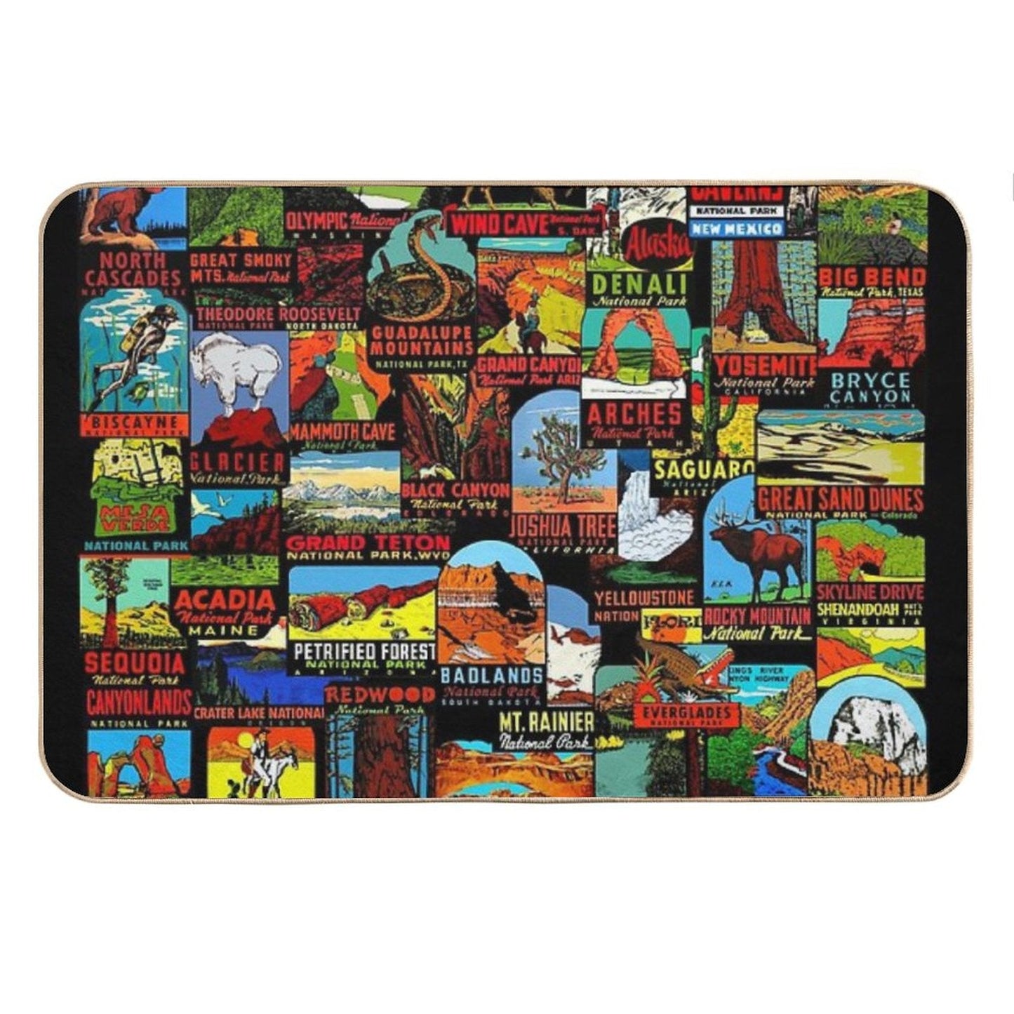 American National Parks Vintage Travel Decal Bomb Bath Mat