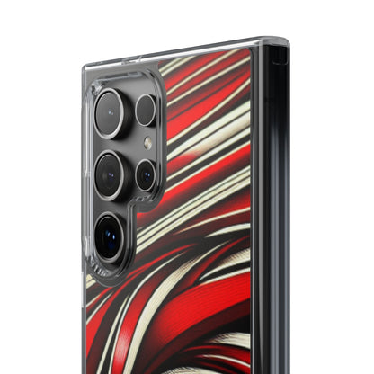 Red & White Swirl Abstract Clear Phone Case