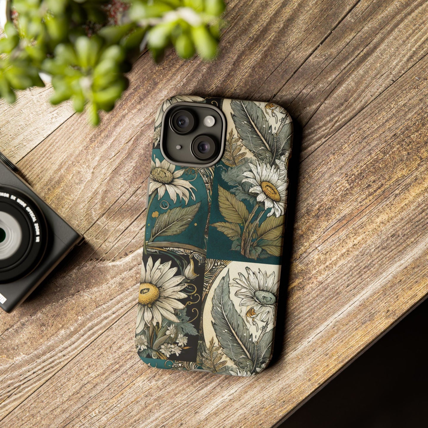 Abstract Teal Daisy Tough Phone Case