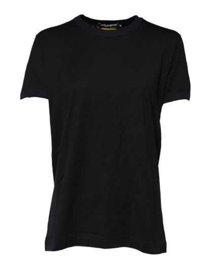 Dolce & Gabbana Black Cotton DG Print Short Sleeve Top T-shirt