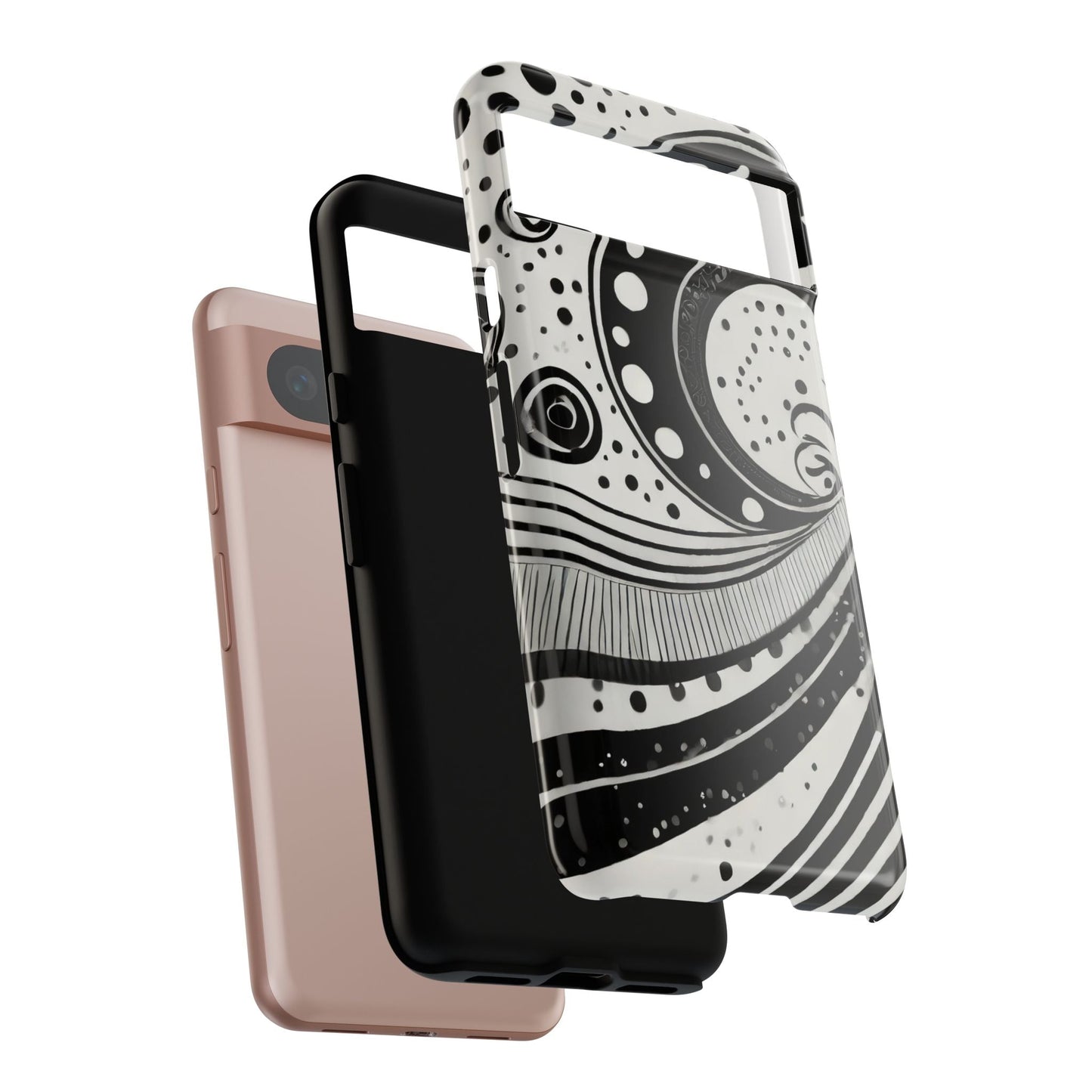 Artistic Black & White Swirl Tough Phone Case