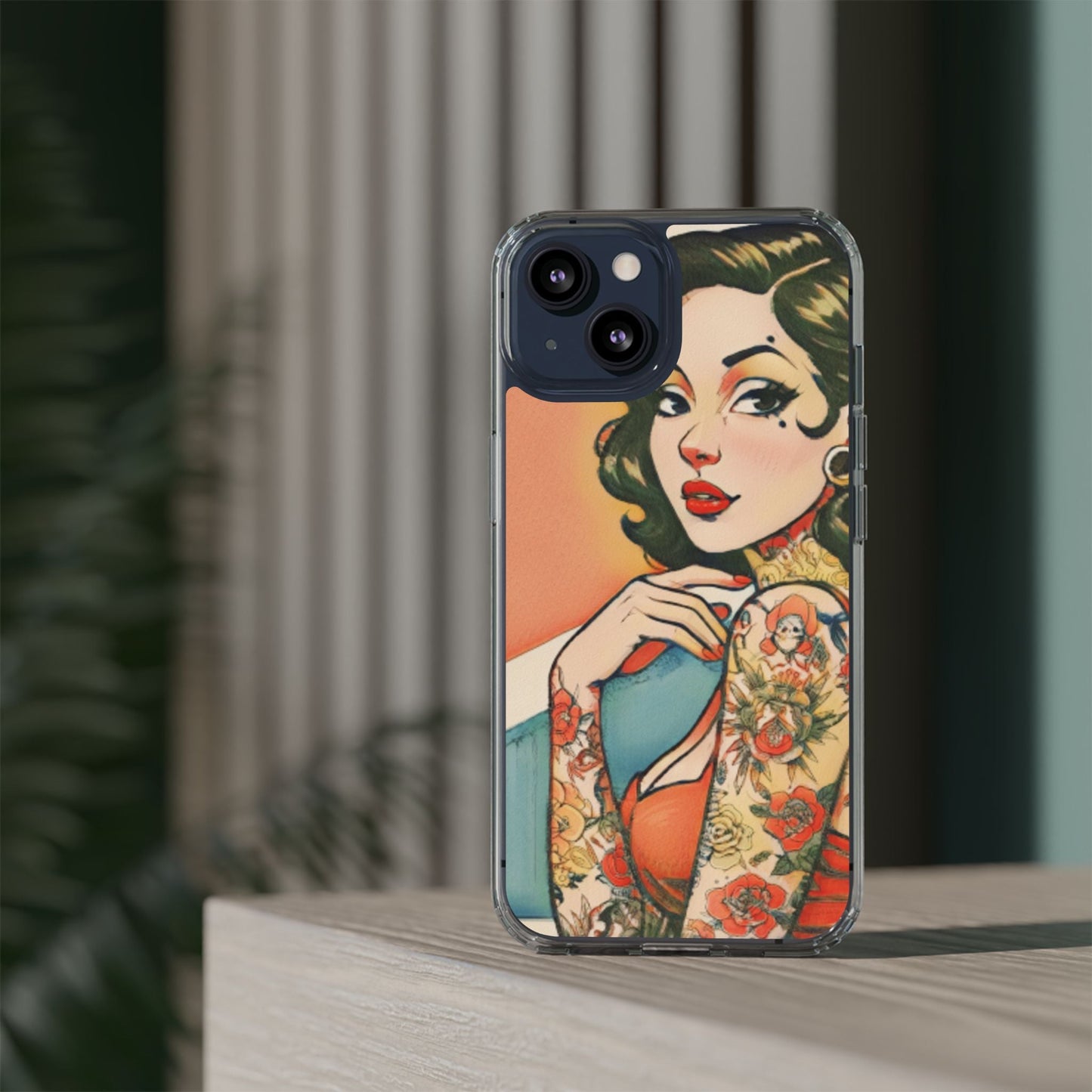 Retro Pin Up Clear Phone Case