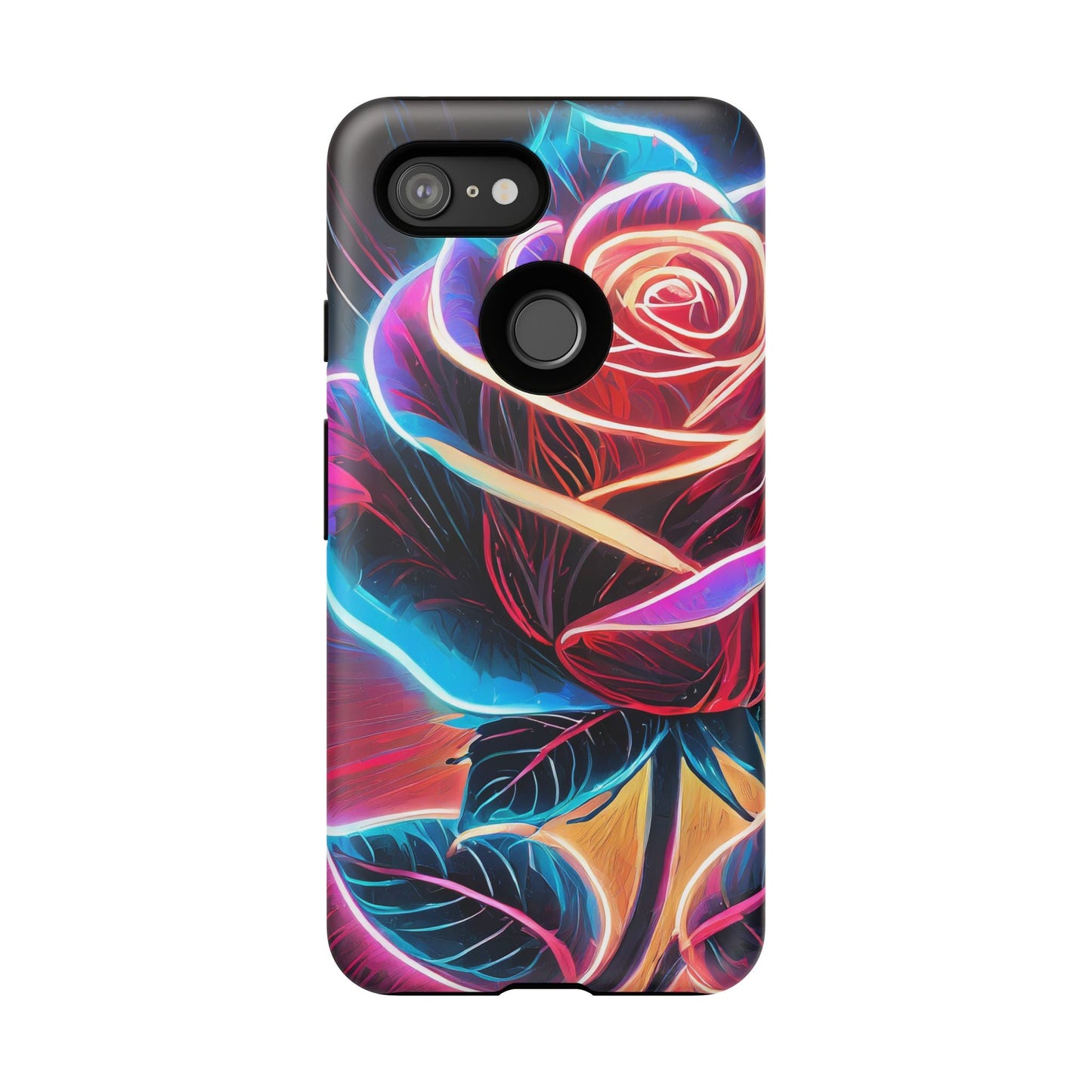 Artistic Neon Rose Tough Phone Case
