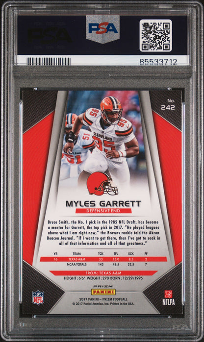 Graded 2017 Panini Prizm Myles Garrett #242 Rookie RC Football Card PSA 10 Gem Mint