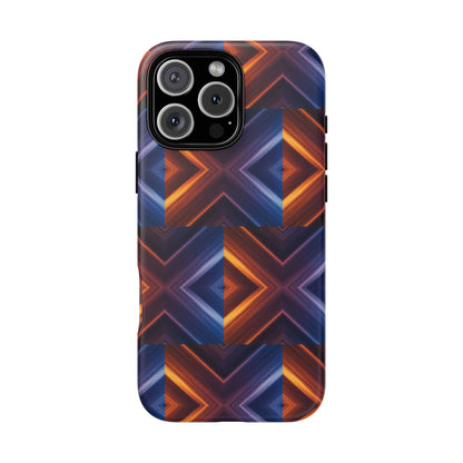 Stylish Tough Phone Case With Blue & Orange Abstract Design