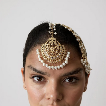 JTK10 Hira jhoomar and tika  in pearls ( SHIPS IN 3 WEEKS )