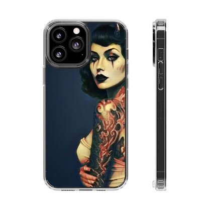Gothic Devilish Tattooed Beauty Clear Phone Case