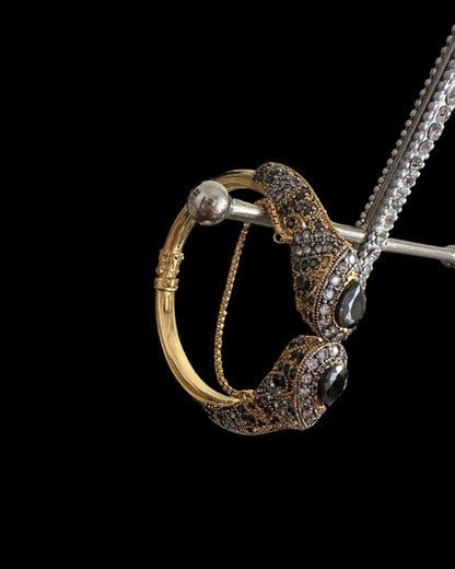BG803  SALWA zircon bangles - Black openable ( SHIPS IN 4 WEEKS )