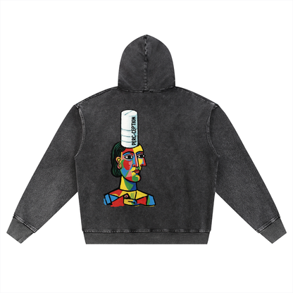 Love Bar Snow Wash Oversized Zip-Up Hoodie