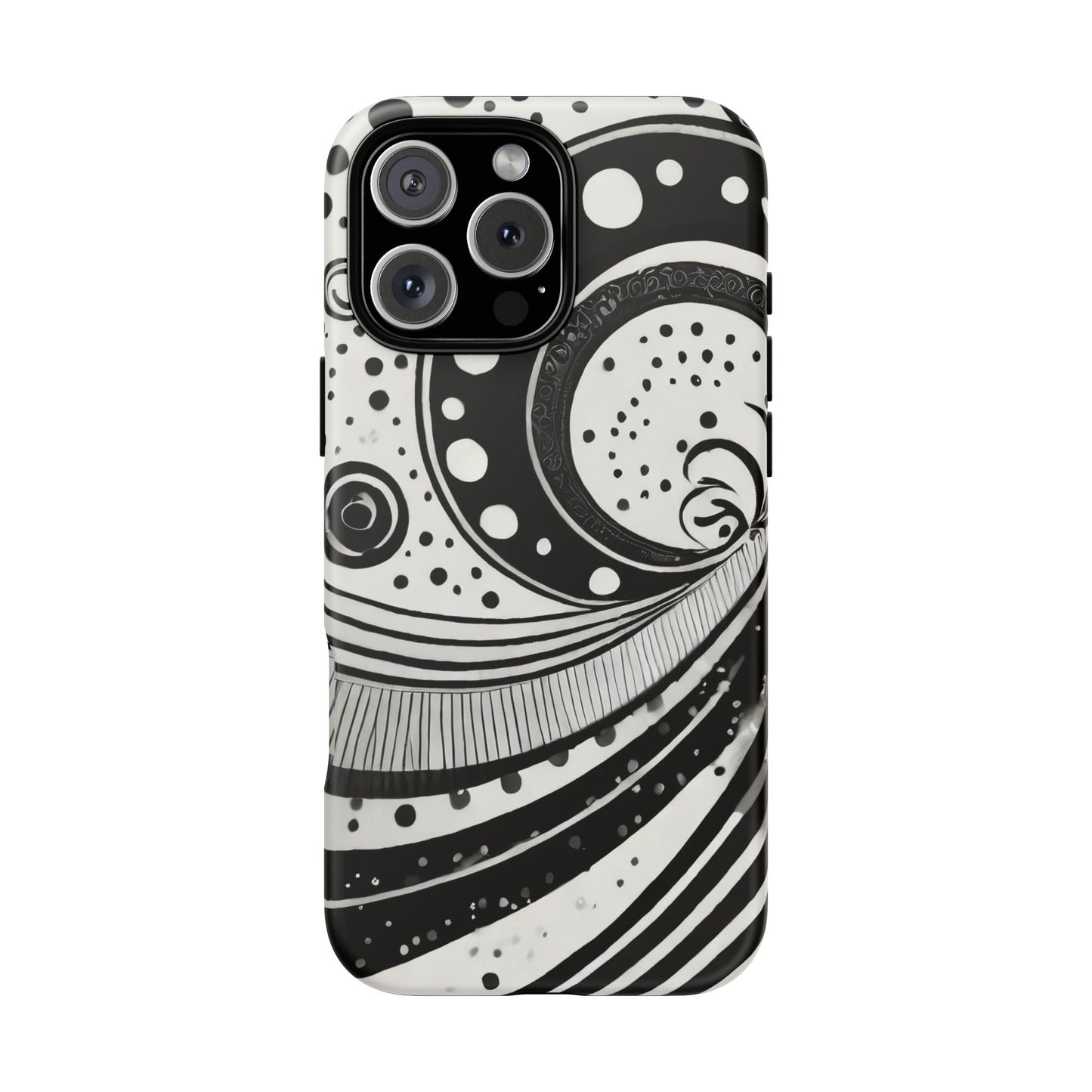 Artistic Black & White Swirl Tough Phone Case
