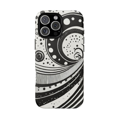 Artistic Black & White Swirl Tough Phone Case