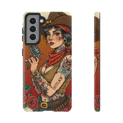 Vintage Western Tough Phone Case with Outlaw Design