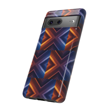 Stylish Tough Phone Case With Blue & Orange Abstract Design