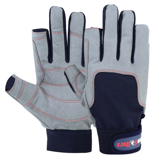 Sailing Gloves 2 Cut Fingers Glove Blue Gray Amara Leather