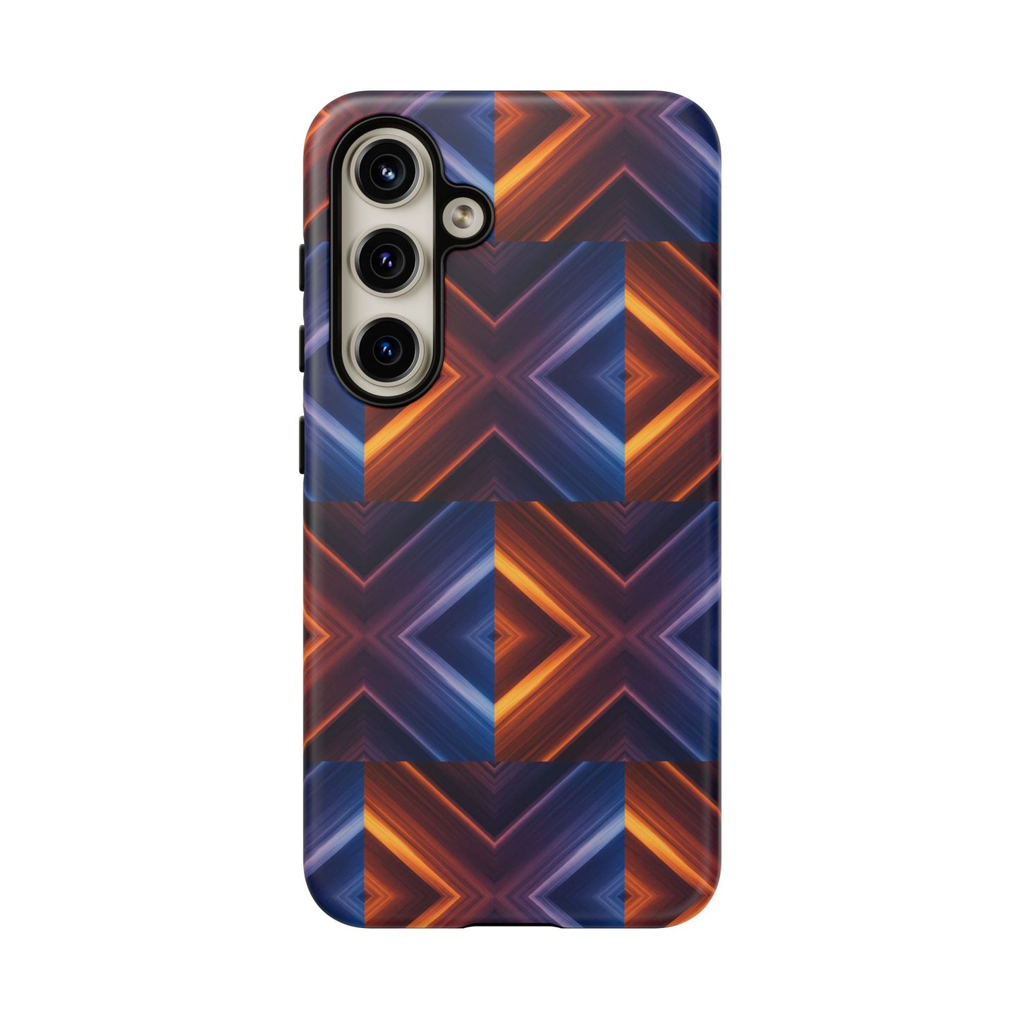 Stylish Tough Phone Case With Blue & Orange Abstract Design