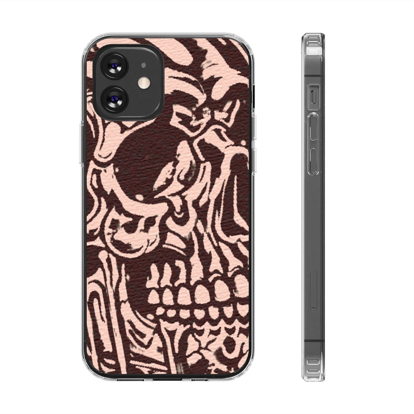 Gothic Abstract Skull Clear Phone Case