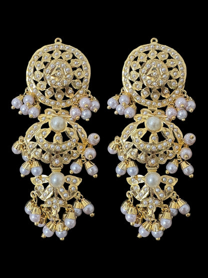 DER802 MAYA gold plated earrings in pearls (READY TO SHIP)
