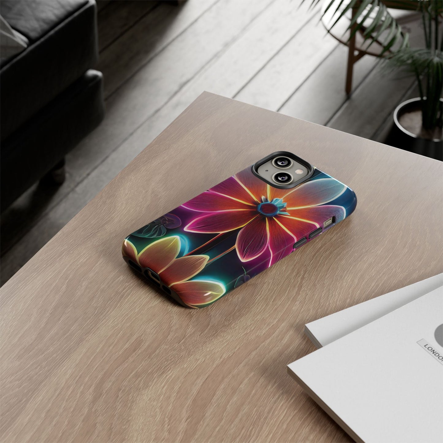 Vibrant Neon Flowers Tough Phone Case