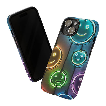 Colorful Neon Smiley Face Phone Case - Tough & Stylish Protection