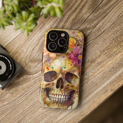 Unique Floral Skull Tough Phone Case