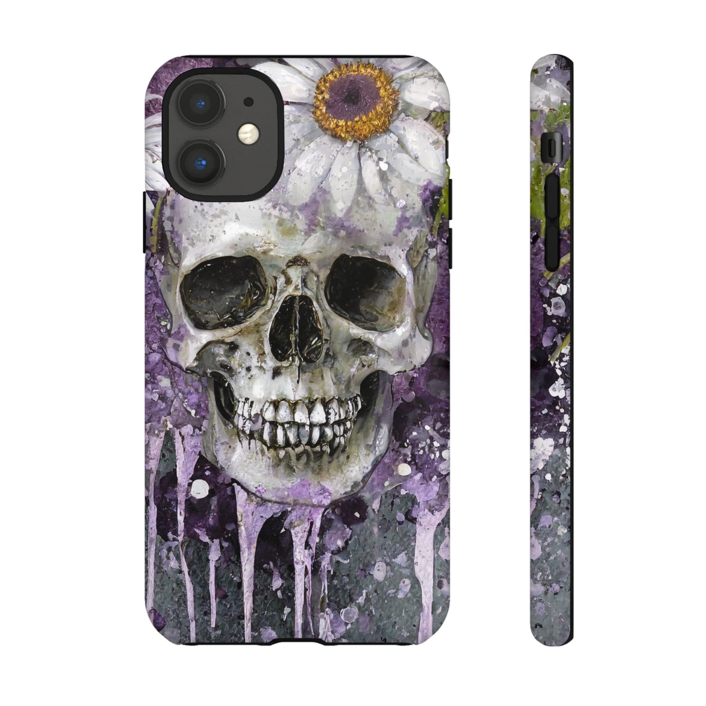 Plum Skull and Daisy Tough Phone Case