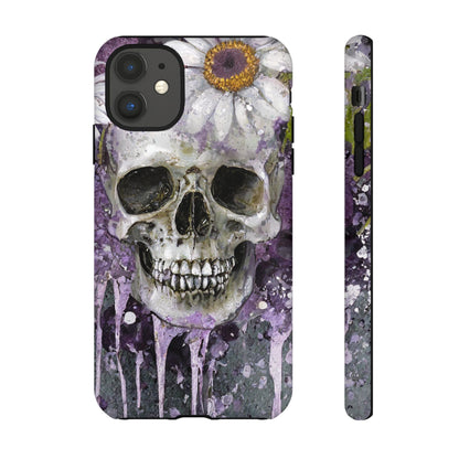 Plum Skull and Daisy Tough Phone Case