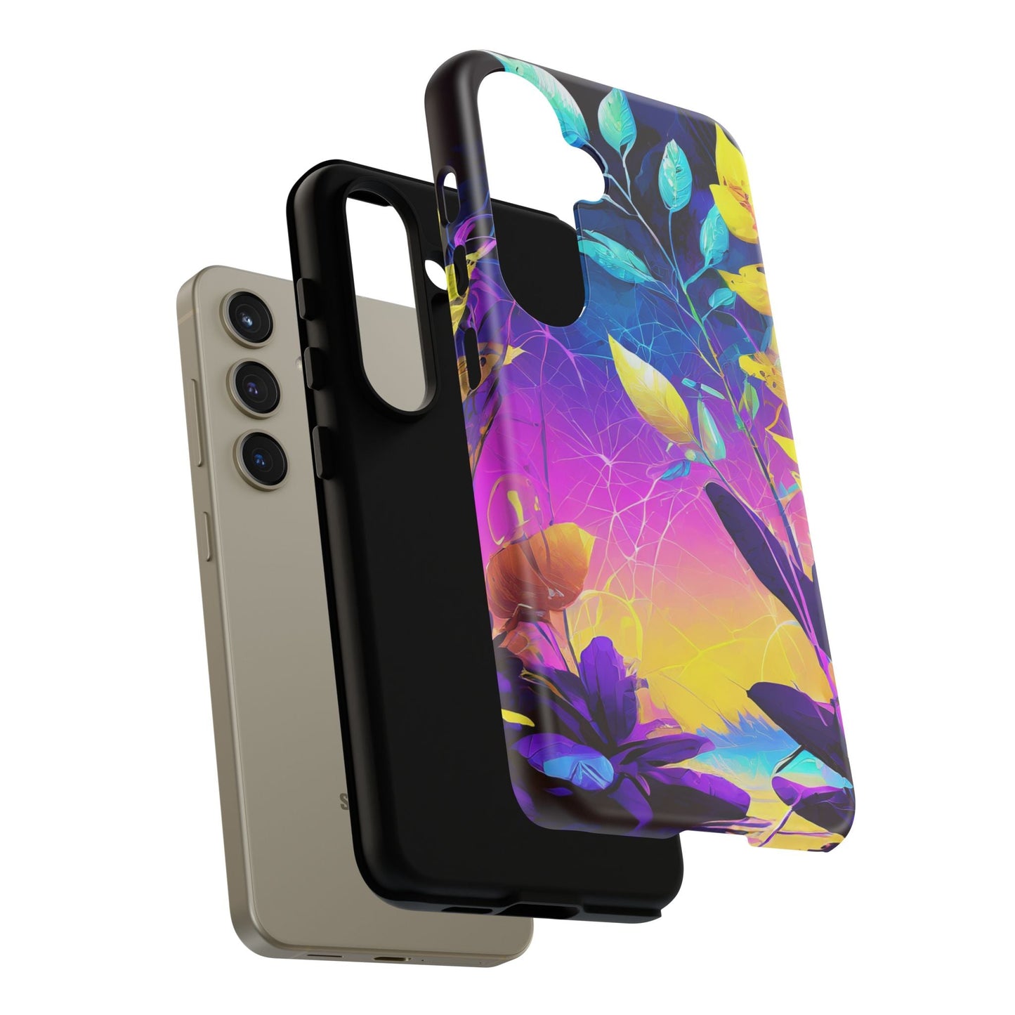 Artistic Vibrant Neon Floral Leaf Tough Phone Case