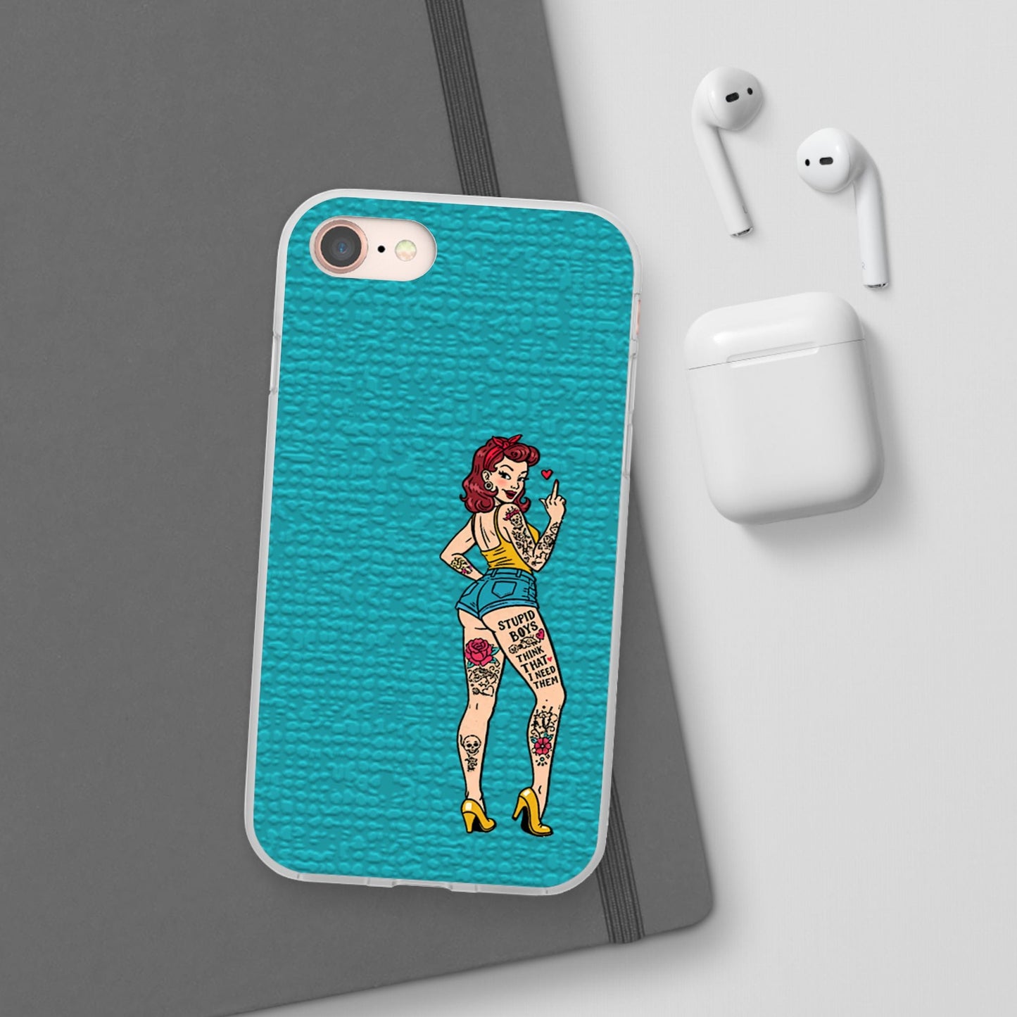 Sassy Pin-Up Stupid Boys Teal Flexi Phone Case