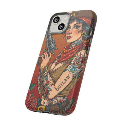 Vintage Western Tough Phone Case with Outlaw Design
