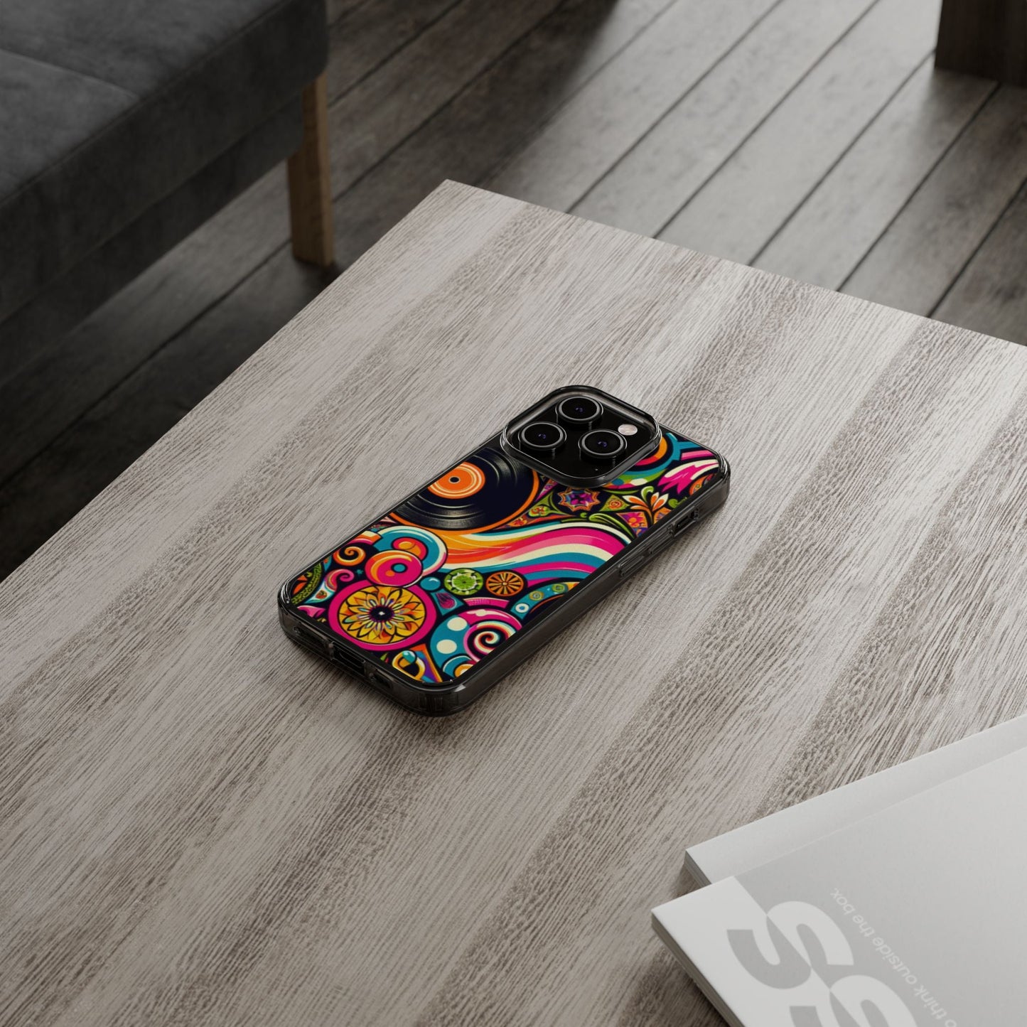 Colorful Vinyl Record Clear Phone Case
