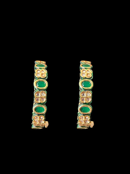 B181 Amelia kundan bangles in green  ( READY TO SHIP ) - openable 2.2/2.4/2.6